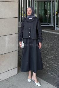 lı İkili Etek Tesettür Takım Antrasit