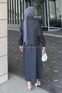 lı İkili Etek Tesettür Takım Antrasit