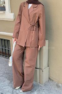 Lamelif Kimono Takım Acı Kahve