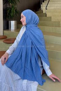 Lamelif Organik Premium Şal Gök Mavi