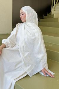 Lamelif Organik Premium Şal Kırık Beyaz