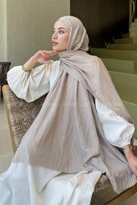 Lamelif Organik Premium Şal Vizon