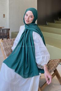 Lamelif Organik Premium Şal Zümrüt Yeşili