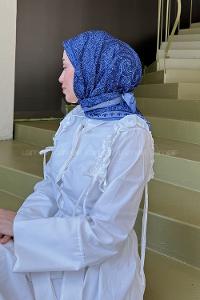 Lamelif Retro Desen Kokulu Prime Soft Eşarp Gece Mavisi