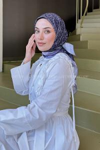 Lamelif Retro Desen Kokulu Prime Soft Eşarp Lila