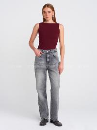 Lamelif Dilvin 20868 Kayık Yaka Kolsuz Top-Bordo