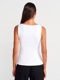 Lamelif Dilvin 21001 Kayık Yaka Peplum Top-Beyaz
