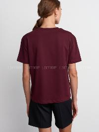 Lamelif Dilvin 30312 Dekoratif Dikişli Bisiklet Yaka Tshirt Bordo