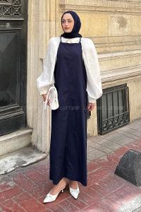 Lamelif Gabardin Tesettür Jile Lacivert