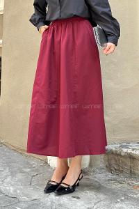 Lamelif Kloş Tesettür Etek Bordo