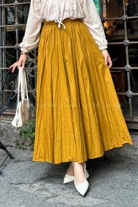 Lamelif Kraşlı Tesettür Etek Hardal Sarısı