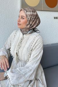 Lamelif Retro Desen Soft Eşarp Toprak