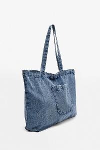 Lamelif Büyük Denim Tote Çanta Kot Mavisi