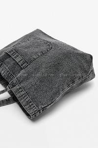 Lamelif Büyük Denim Tote Çanta Siyah