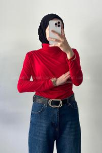 Lamelif Büzgü Detaylı Sandy Body Nar Çiçeği