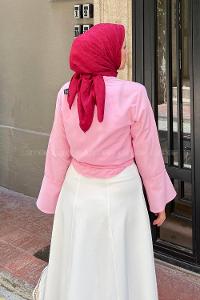 Lamelif Belden Bağlamalı Gömlek Pembe