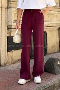 Claret Red Regular Trousers High Waist Regular Cut Bottom Tracksuit
