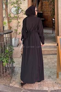 Lamelif Pile Detaylı Elbise Siyah