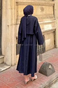 Lamelif Etekli Tesettür Takım Lacivert