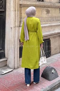 lı Tesettür Kimono Fıstık Yeşili