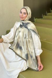 Lamelif Batik Desen Soft Şal Asker Yeşili