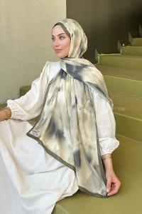 Lamelif Batik Desen Soft Şal Asker Yeşili