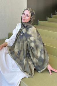 Lamelif Batik Desen Soft Şal Haki