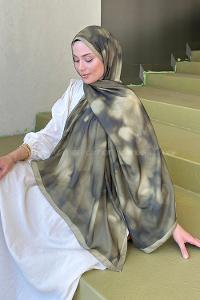 Lamelif Batik Desen Soft Şal Haki