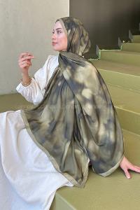 Lamelif Batik Desen Soft Şal Haki