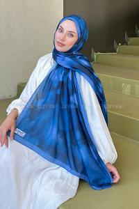 Lamelif Batik Desen Soft Şal İndigo