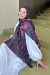 Lamelif Batik Desen Soft Şal Koyu Bordo