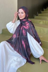 Lamelif Batik Desen Soft Şal Koyu Bordo