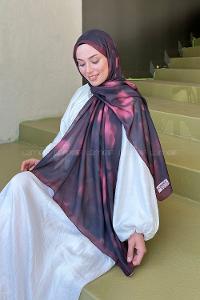 Lamelif Batik Desen Soft Şal Koyu Bordo