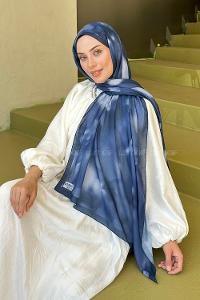 Lamelif Batik Desen Soft Şal Lacivert