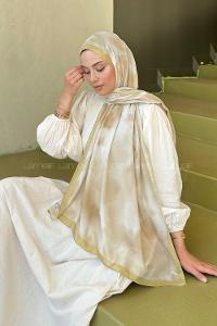 Lamelif Batik Desen Soft Şal Yağ Yeşili