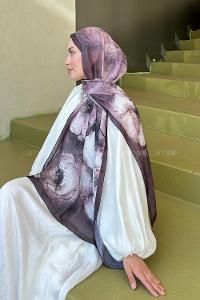 Bitter Brown Cotton Fabric Striped Flowering Printed Shawl