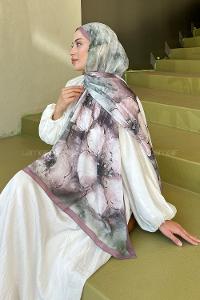 Lamelif Bohem Çiçek Desen Soft Şal Gül Kurusu