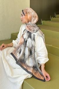 Lamelif Bohem Çiçek Desen Soft Şal Hardal Sarısı