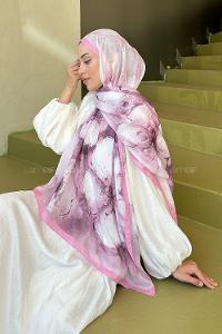 Lamelif Bohem Çiçek Desen Soft Şal Şeker Pembe