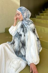 Lamelif Bohem Çiçek Desen Soft Şal Taş