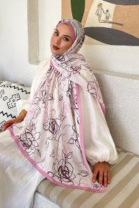 Lamelif Çicek Desen Soft Şal Şeker pembe