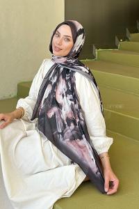 Lamelif Elegan Desen Soft Şal Acı Kahve