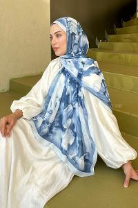 Lamelif Elegan Desen Soft Şal Bebe Mavi