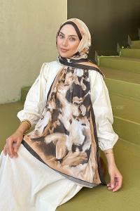 Lamelif Elegan Desen Soft Şal Siyah Gold