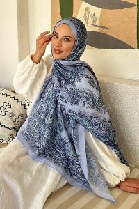 Lamelif Retro Desen Soft Şal Bebe Mavi