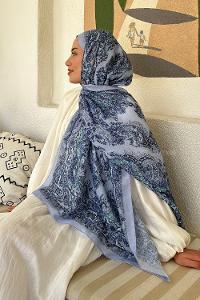 Lamelif Retro Desen Soft Şal Bebe Mavi