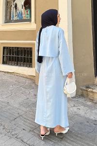 Lamelif Etekli Tesettür Takım Bebe Mavisi