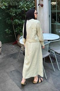 Lamelif Etekli Tesettür Takım Küf Yeşili