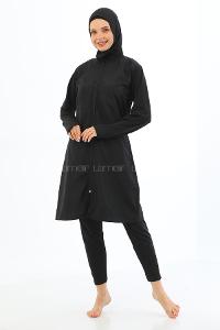 Lamelif Haşama Tesettür Mayo Hijap Siyah