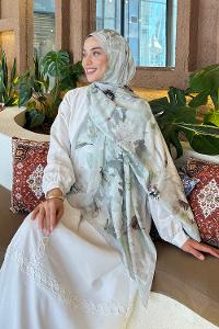 Lamelif Çiçek Desen Bambu Şal Taş